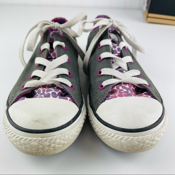 Converse All Star Kids Shoes Size 4 Purple and Gray - Picture 2 of 9